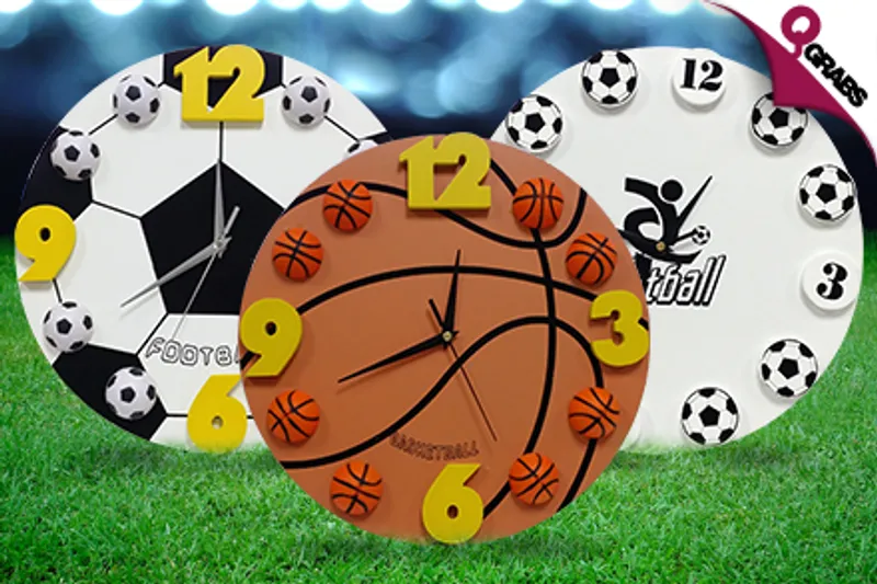 From QR39 Have a Ball with 3D Sports Design Wall Clocks! (Up to QR170 Value)